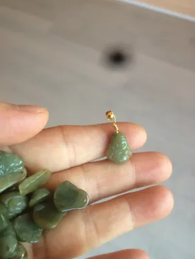 100% Natural type A dark green/brown small happy buddha (拇指佛) jadeite Jade beads AF29