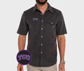 TCU - Short Sleeve Corduroy Pearl Snap - TCU Mark - Gray