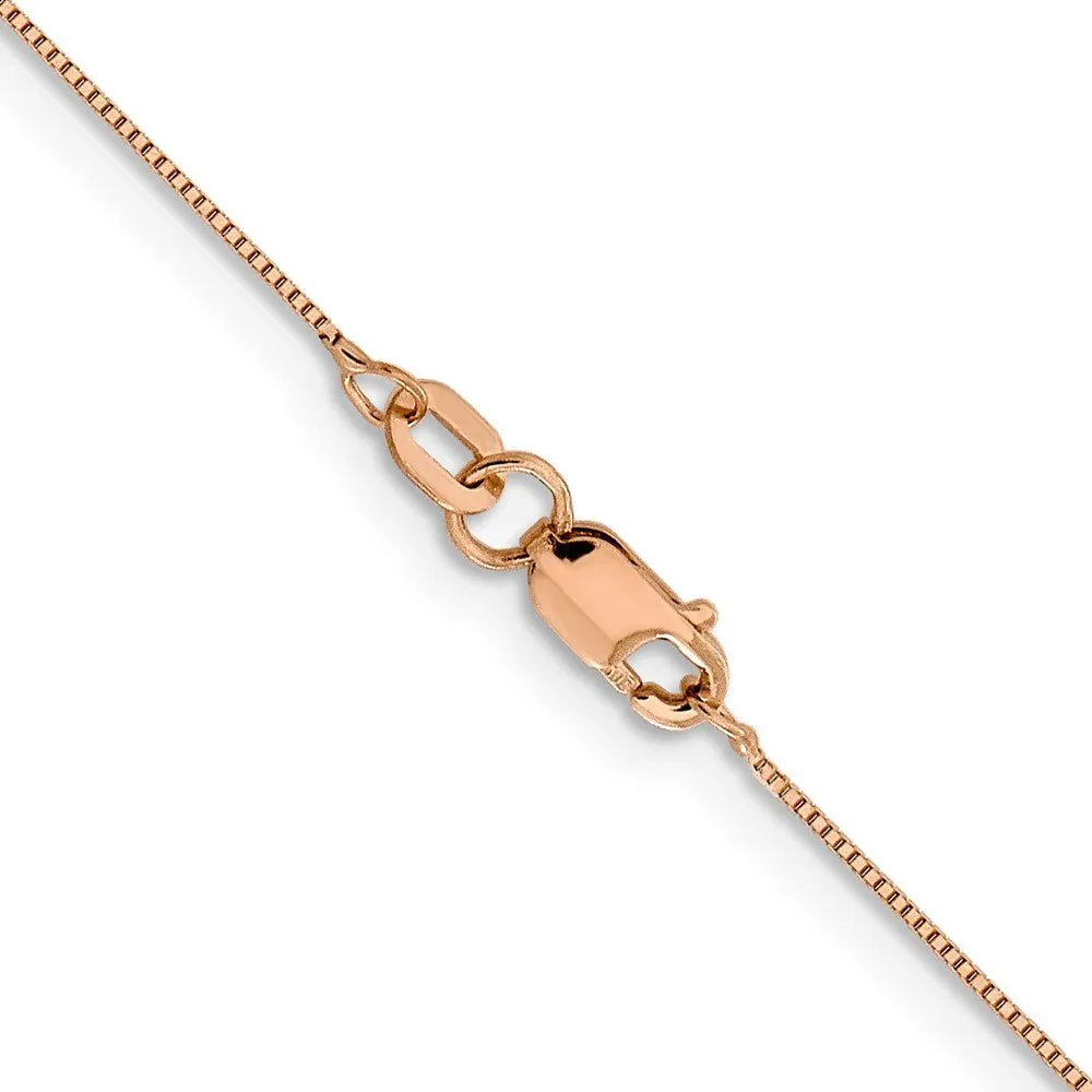 0.5mm 14K Rose Gold Solid Box Chain Necklace