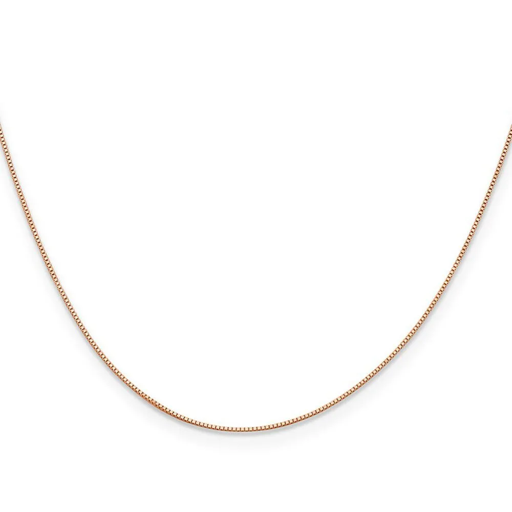 0.5mm 14K Rose Gold Solid Box Chain Necklace