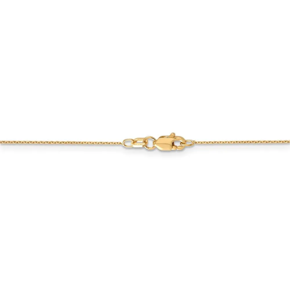 0.65mm, 14k Yellow Gold, Diamond Cut Cable Chain Necklace