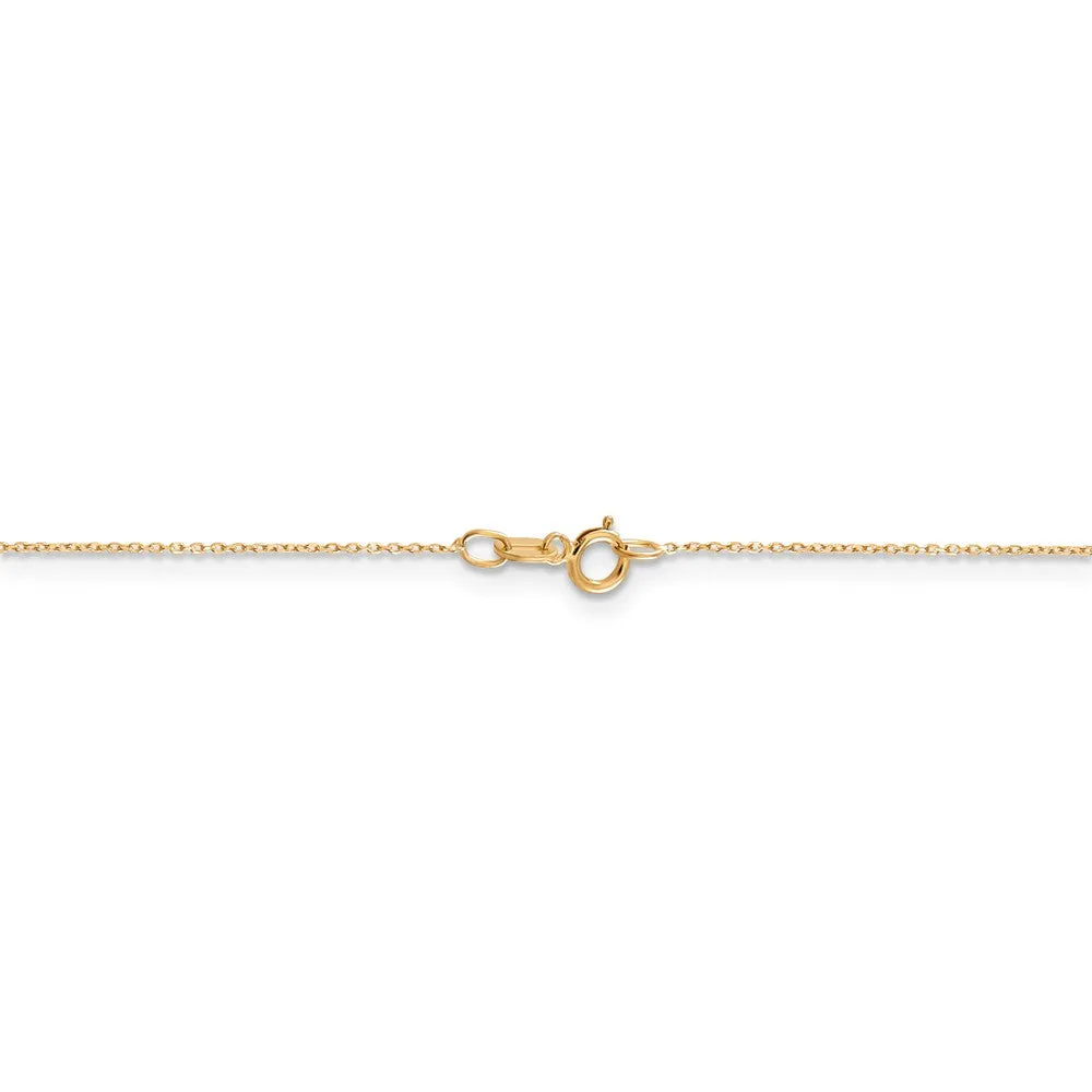 0.6mm, 14k Yellow Gold, Diamond Cut Cable Chain Necklace