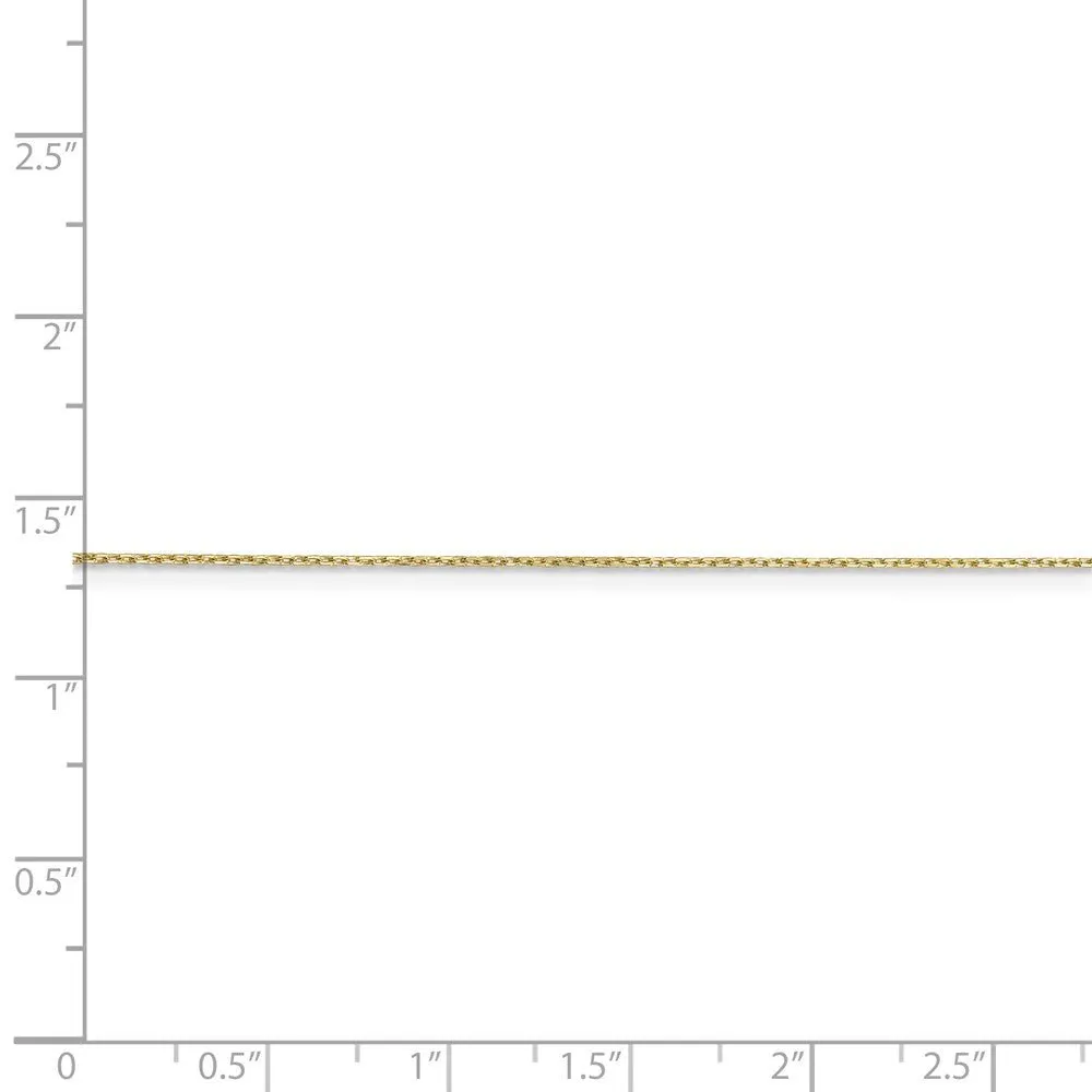 0.8mm, 10k Yellow Gold, Diamond Cut Cable Chain Necklace