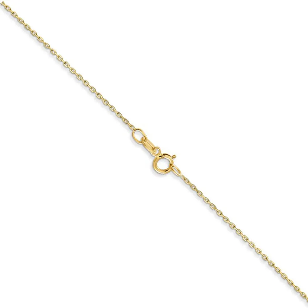 0.8mm, 10k Yellow Gold, Diamond Cut Cable Chain Necklace