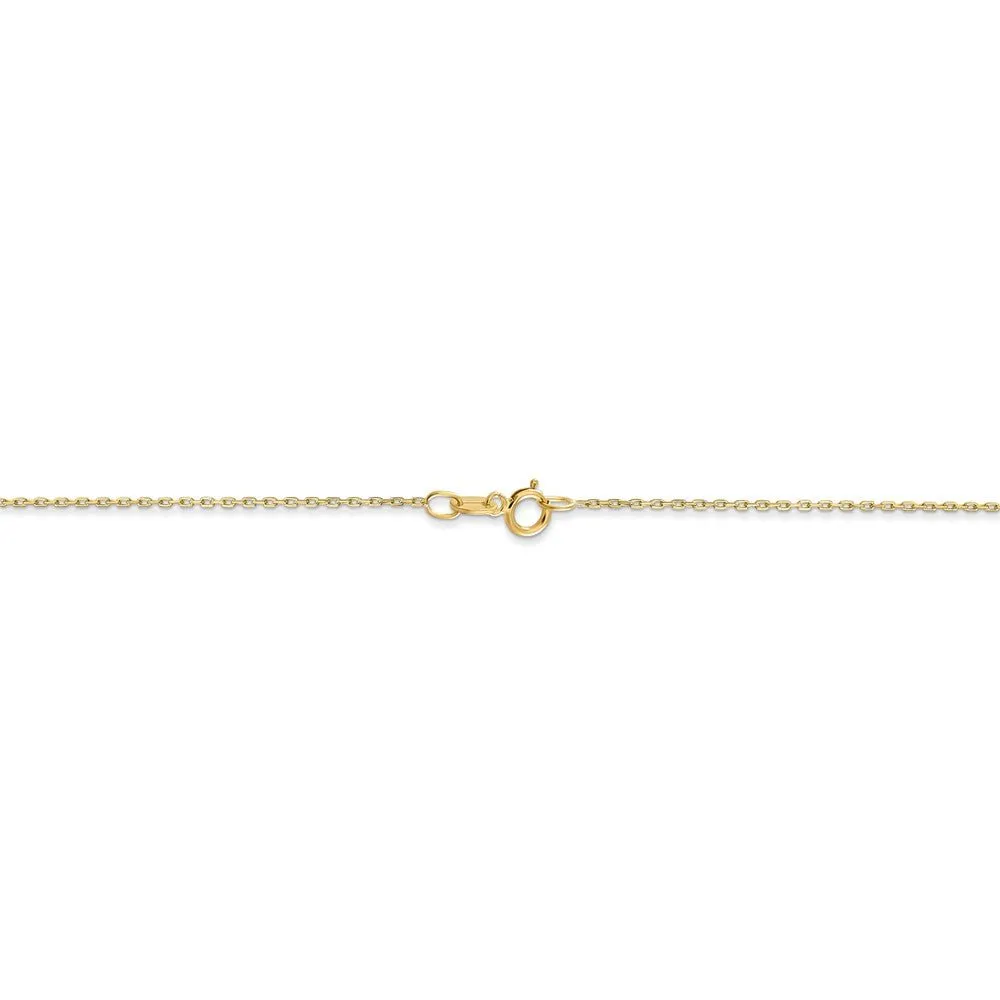 0.8mm, 10k Yellow Gold, Diamond Cut Cable Chain Necklace