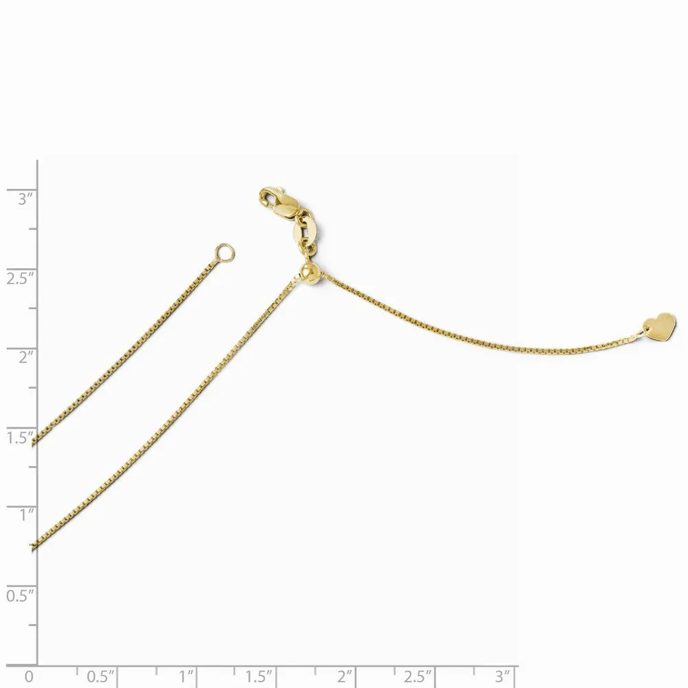 0.8mm 14k Yellow Gold Adjustable Box Chain Necklace