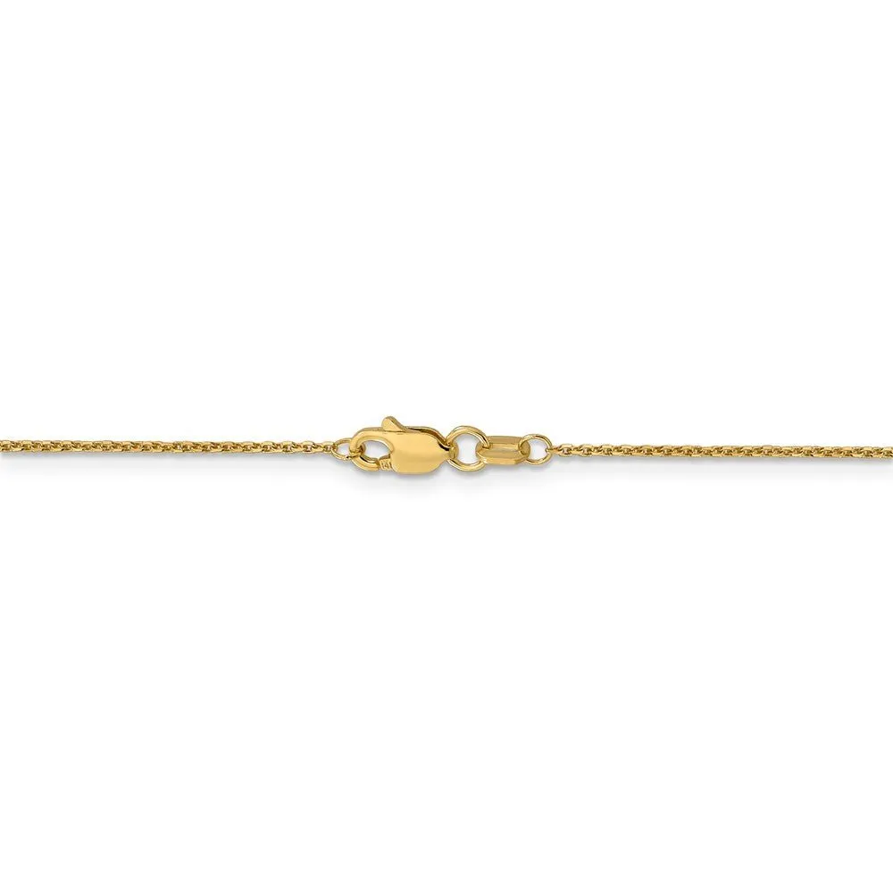 0.95mm, 14k Yellow Gold, Diamond Cut Cable Chain Necklace