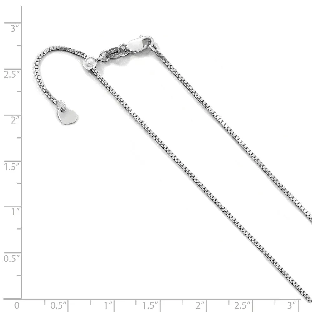 0.9mm 10k White Gold Adjustable Box Chain Necklace