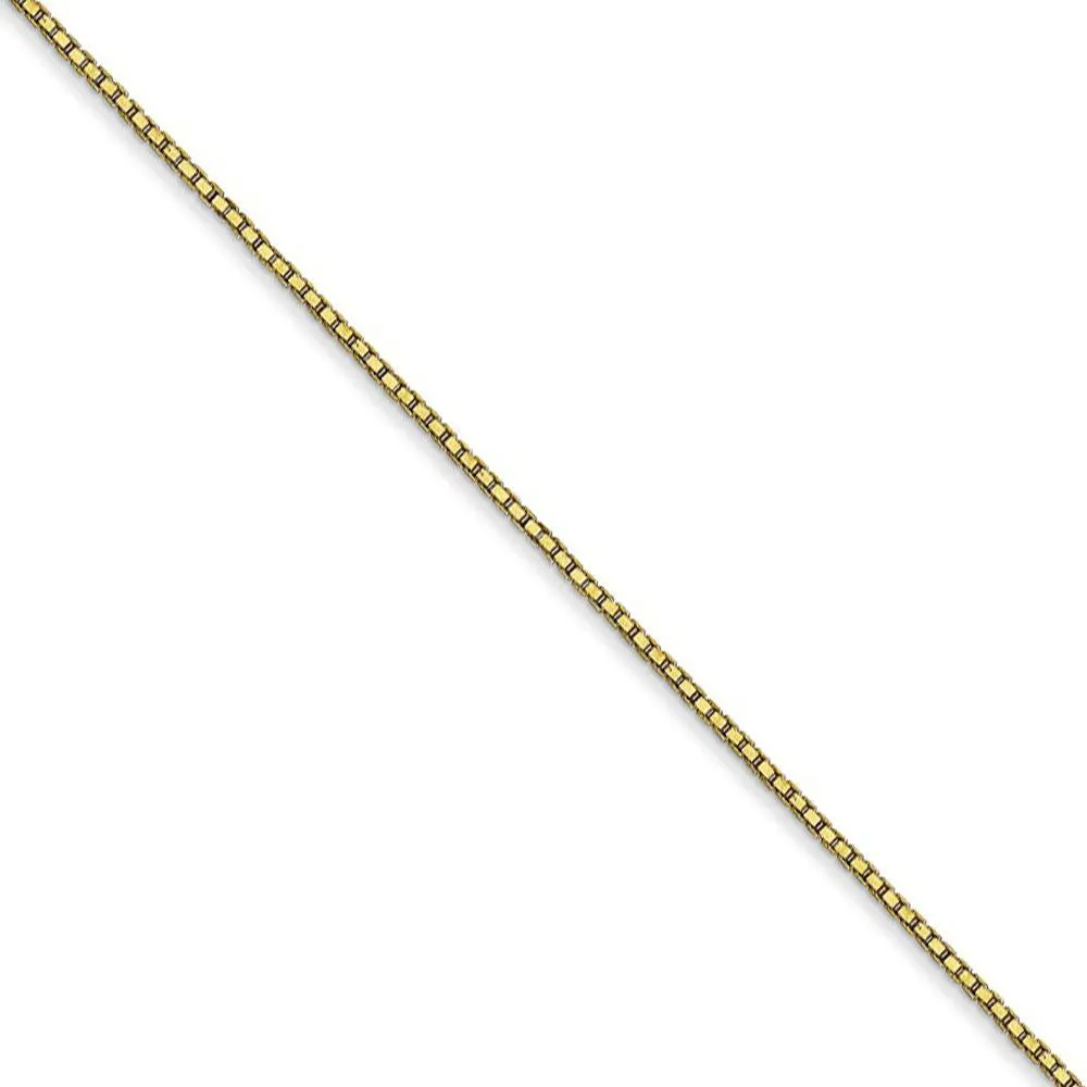 0.9mm, 10k Yellow Gold, Box Chain Anklet or Bracelet