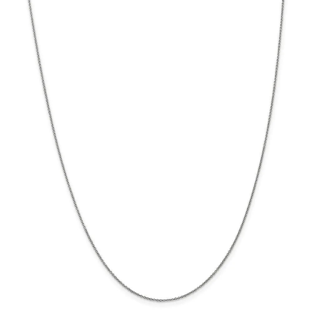 0.9mm 14k White Gold Solid Round Cable Chain Necklace