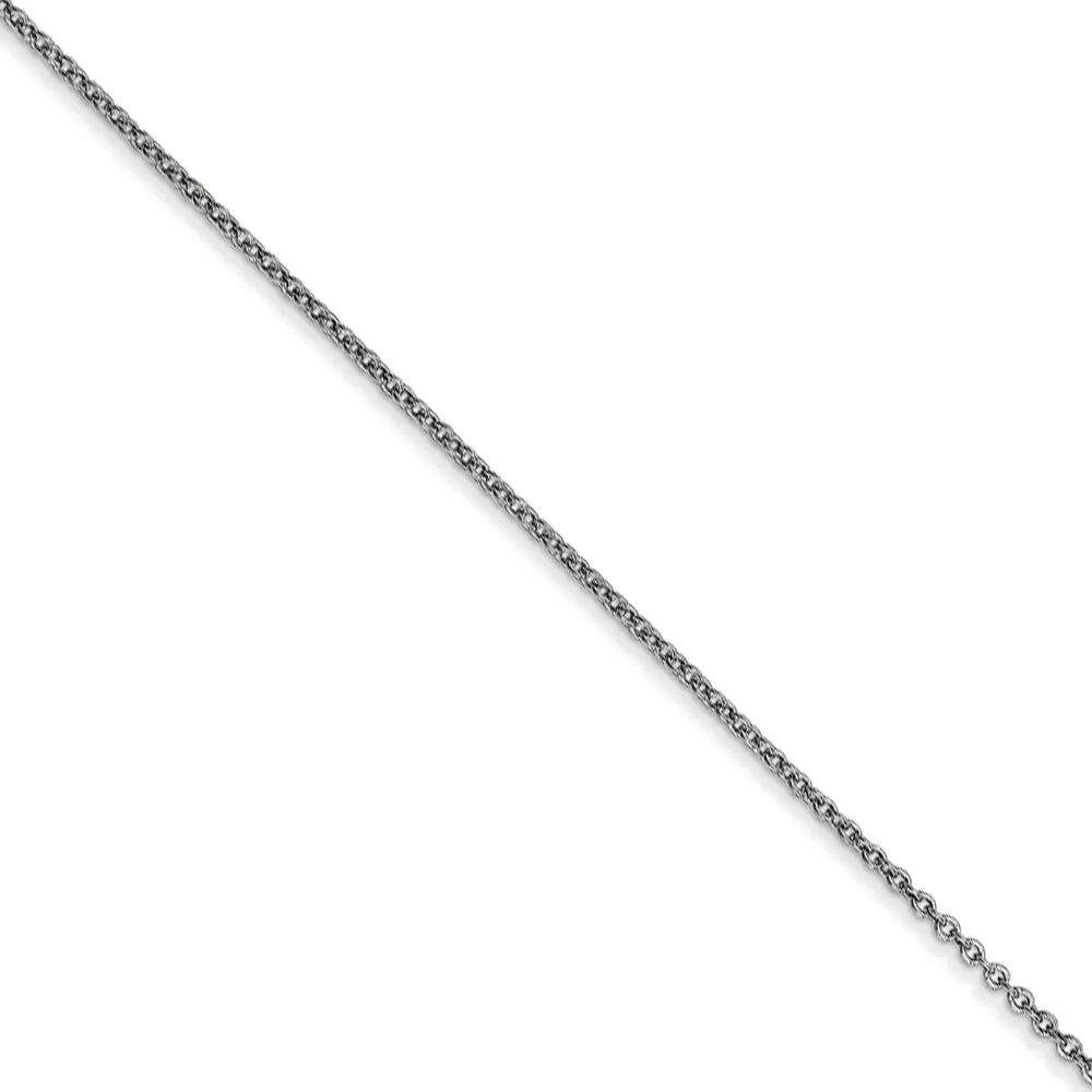 0.9mm 14k White Gold Solid Round Cable Chain Necklace