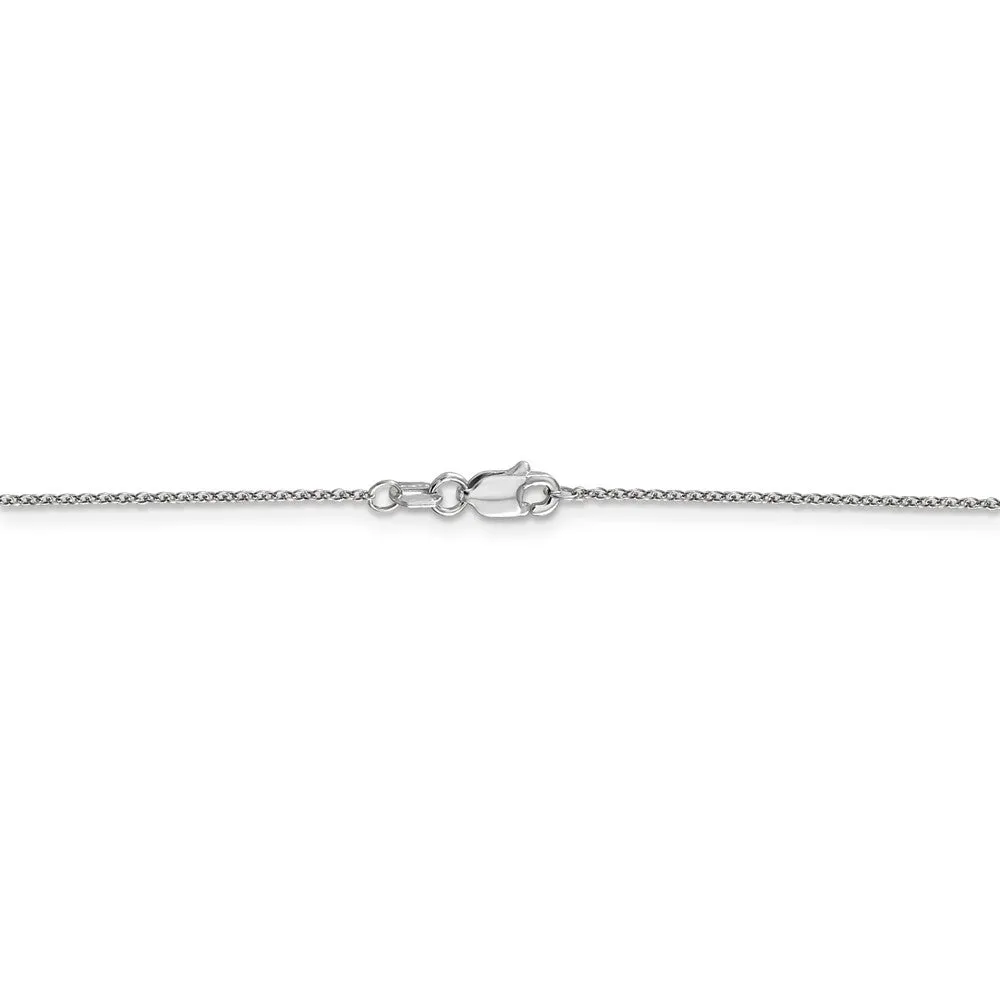 0.9mm 14k White Gold Solid Round Cable Chain Necklace