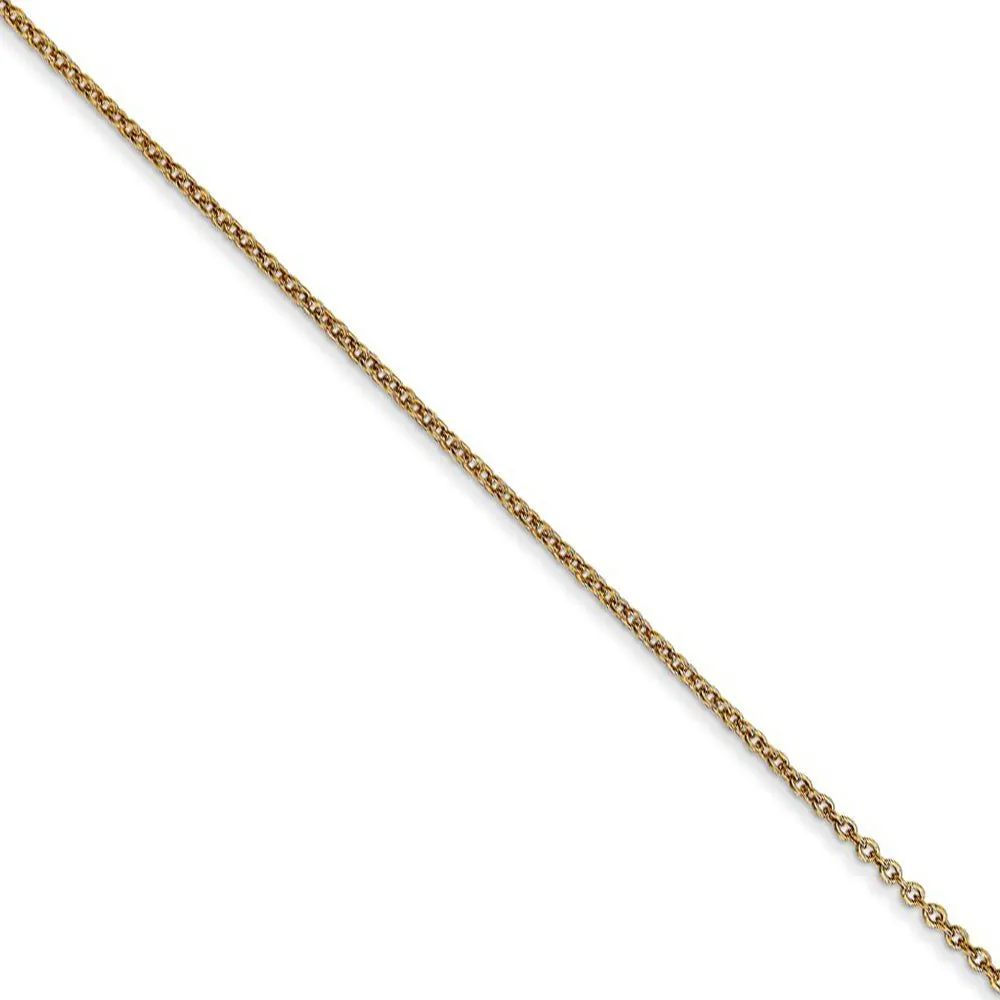 0.9mm 14k Yellow Gold Solid Round Cable Chain Necklace