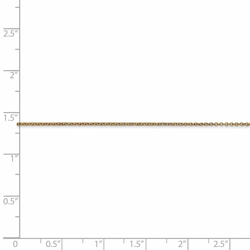 0.9mm 14k Yellow Gold Solid Round Cable Chain Necklace