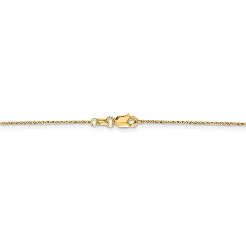 0.9mm 14k Yellow Gold Solid Round Cable Chain Necklace