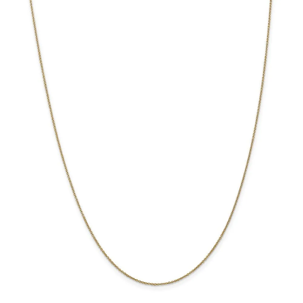 0.9mm 14k Yellow Gold Solid Round Cable Chain Necklace