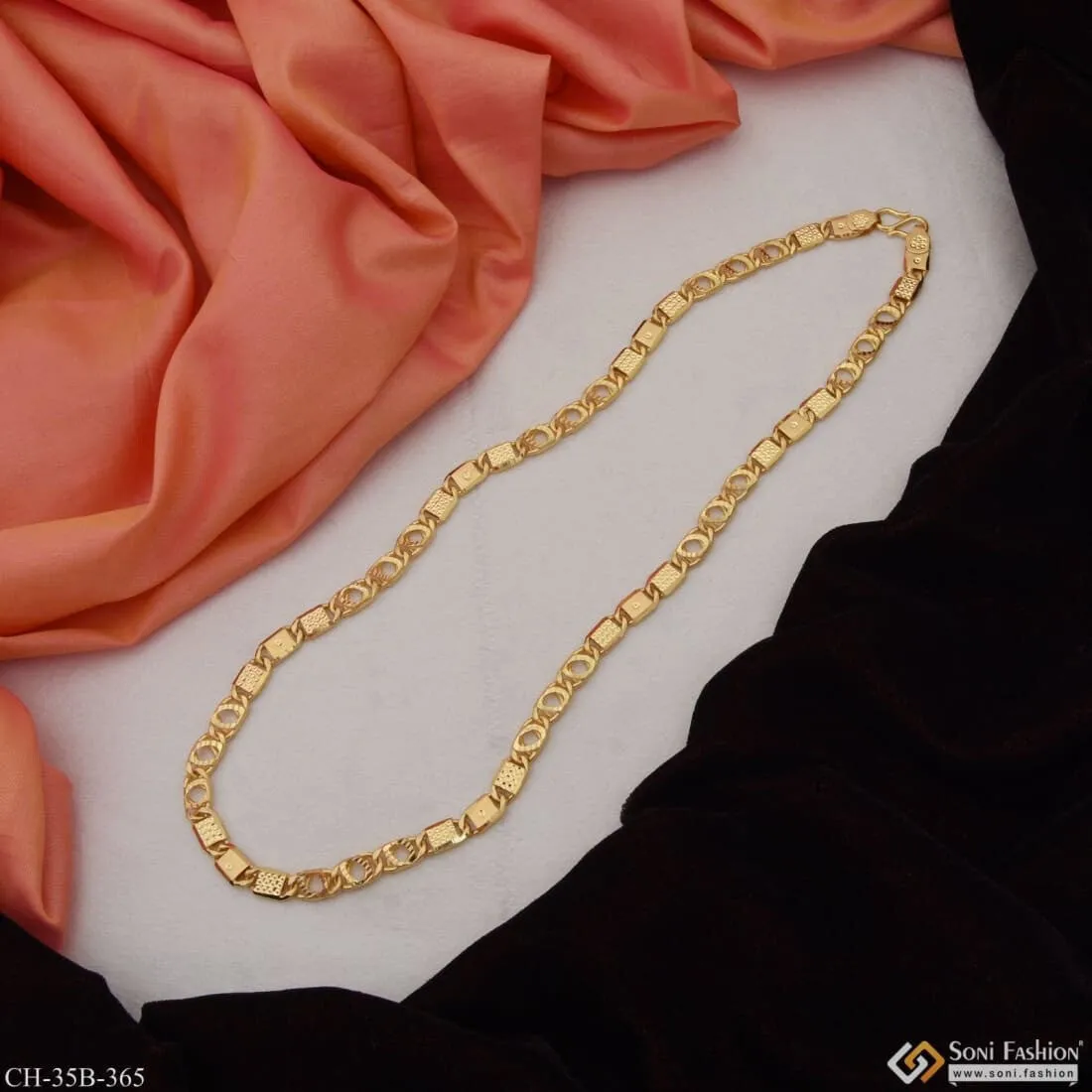 1 Gram Gold - 3 in 1 Classic Design Superior Quality Gold Plated Chain - Style B365