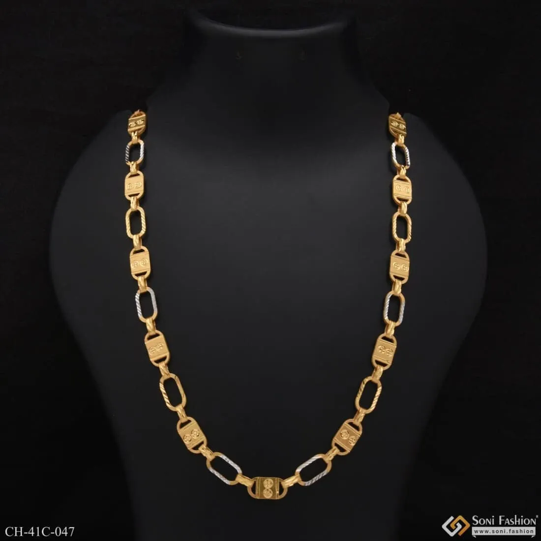 1 Gram Gold Forming Nawabi Lovely Design High-Quality Chain for Men - Style C047