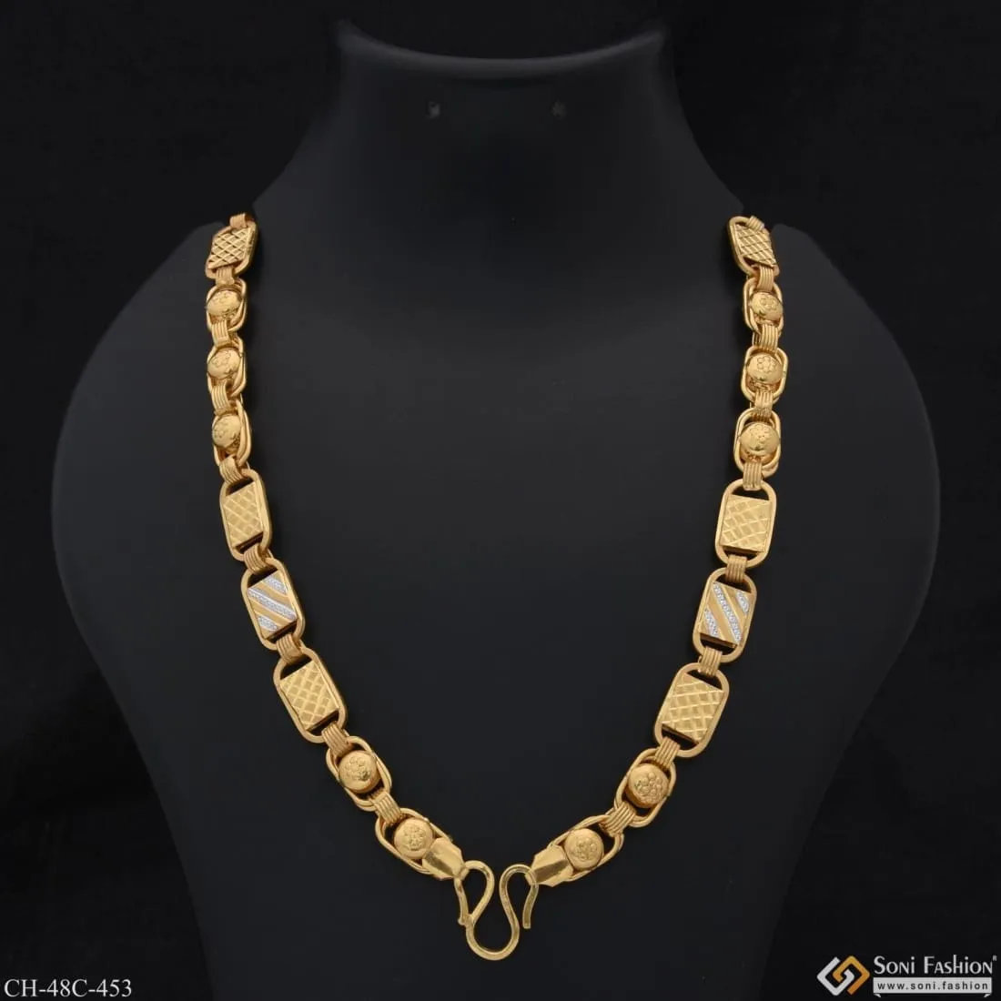 1 Gram Gold Plated 2 In 1 Nawabi Finely Detailed Design Chain for Men - Style C453