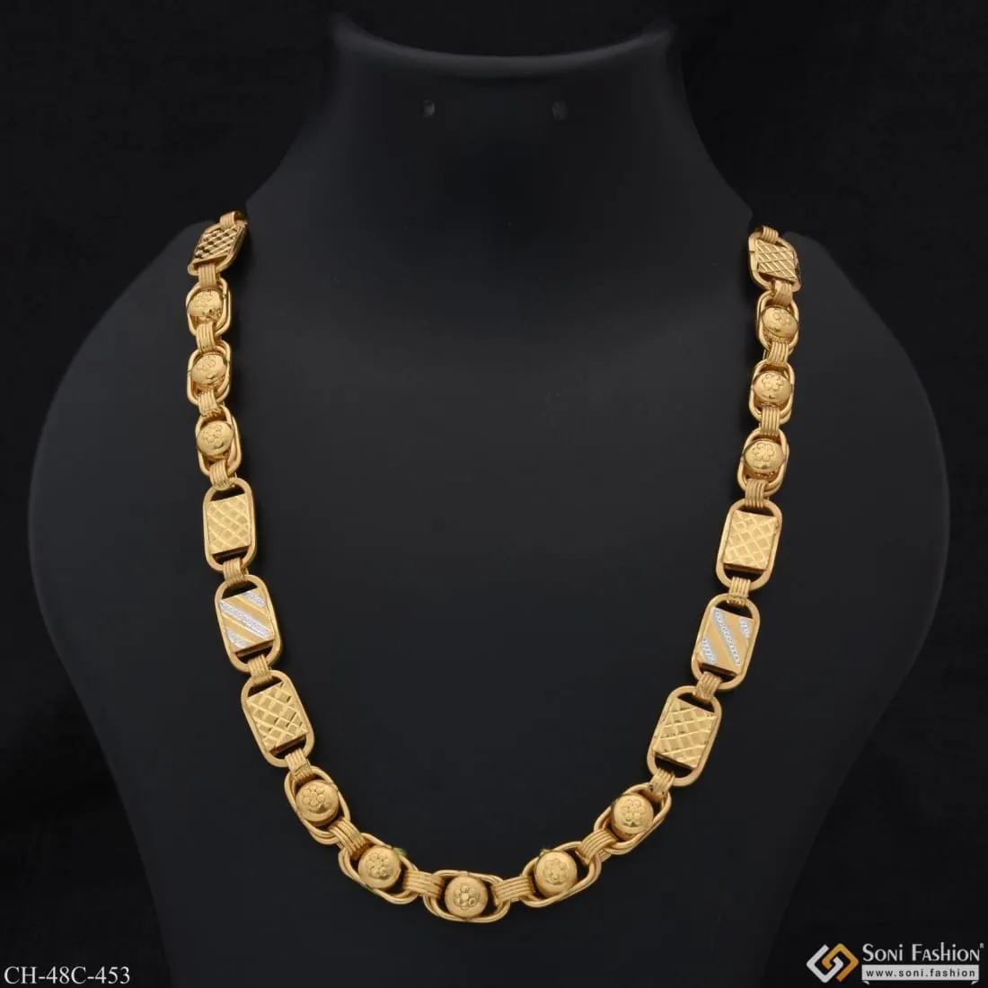 1 Gram Gold Plated 2 In 1 Nawabi Finely Detailed Design Chain for Men - Style C453