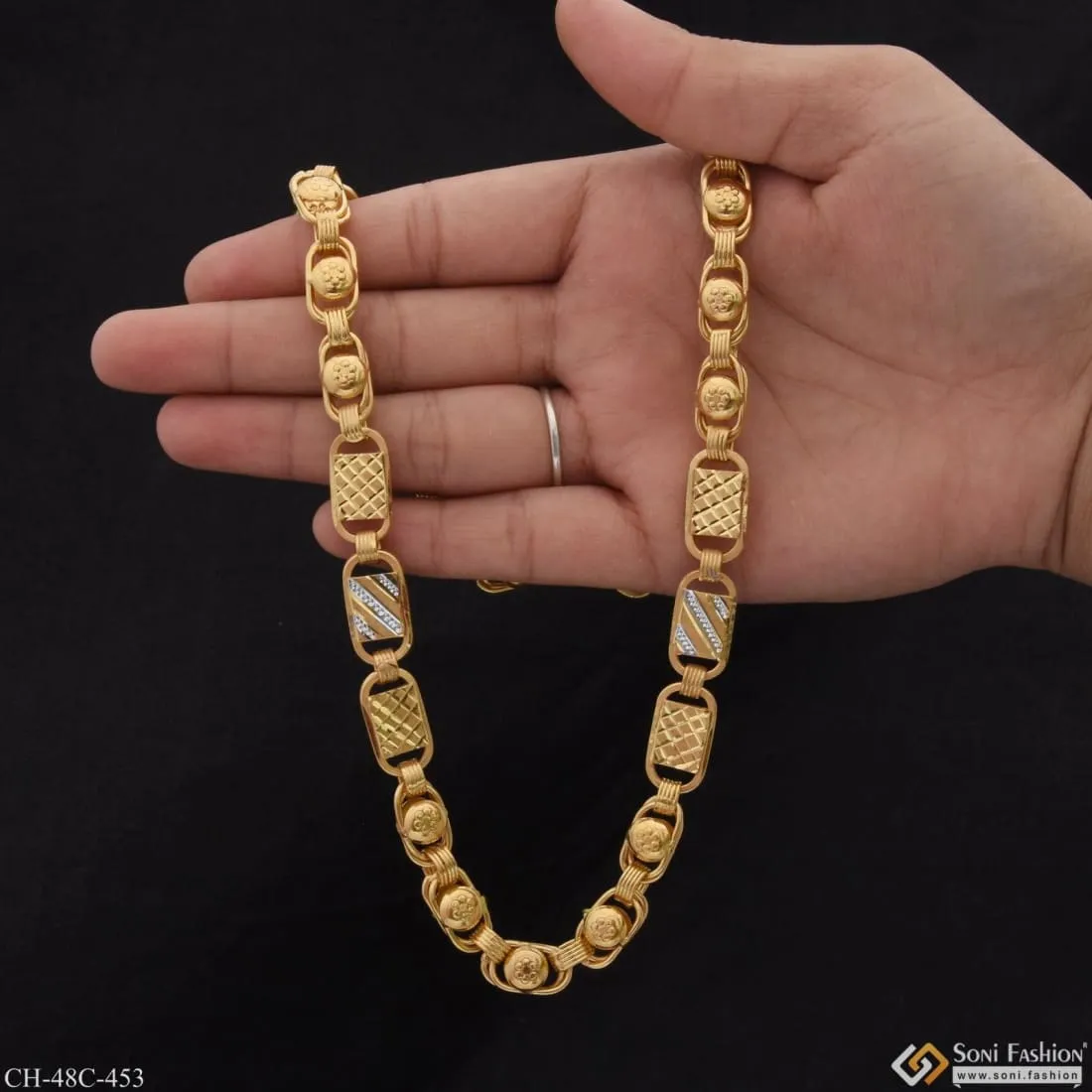 1 Gram Gold Plated 2 In 1 Nawabi Finely Detailed Design Chain for Men - Style C453