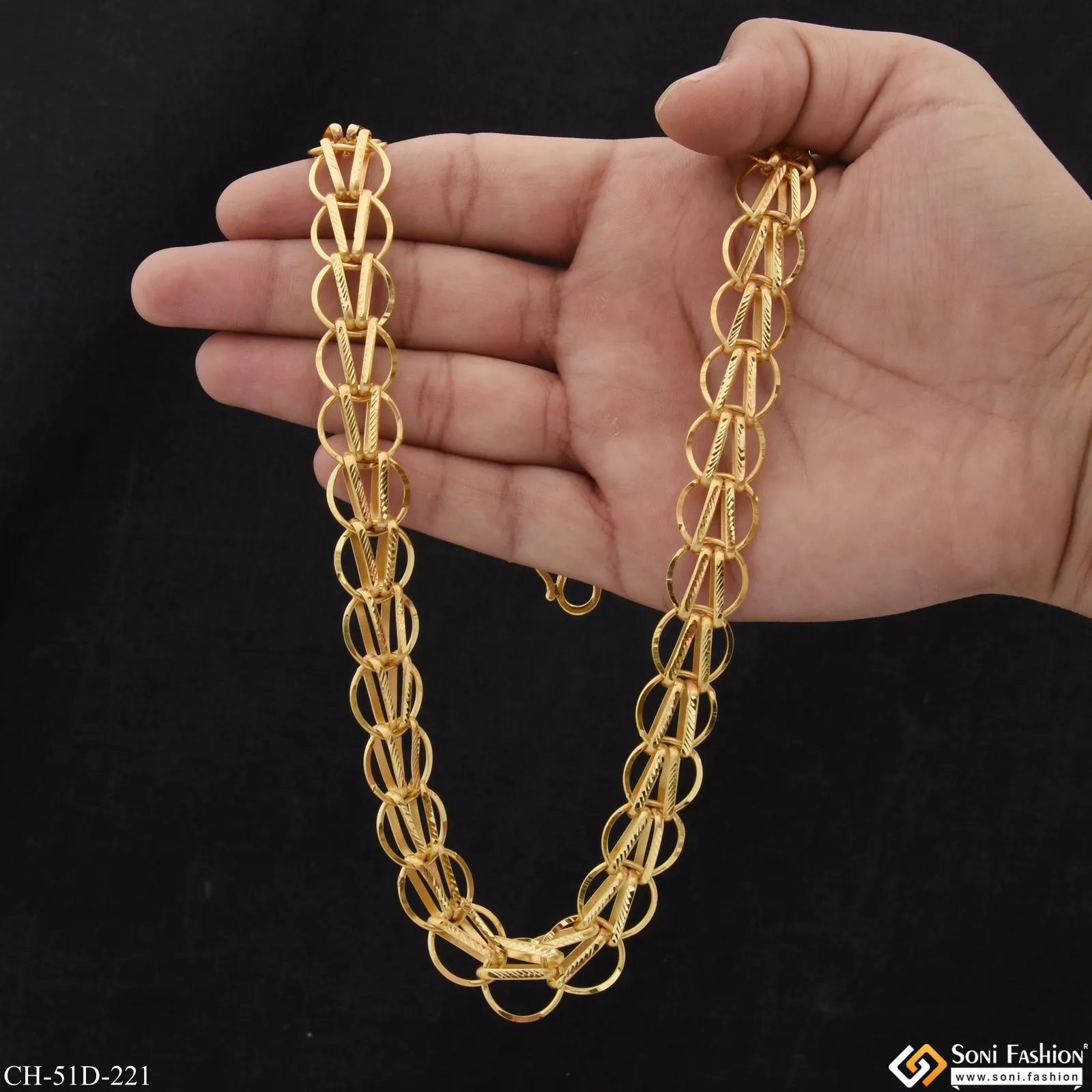 1 Gram Gold Plated Funky Design Extraordinary Design Chain for Men - Style D221