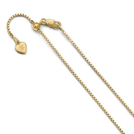 1.1mm Gold Tone Plated Sterling Silver Adjustable Box Chain Necklace