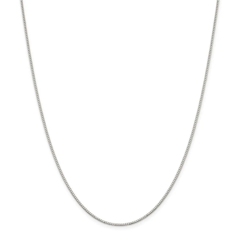 1.1mm Rhodium-Plated Sterling Silver Solid Box Chain Necklace