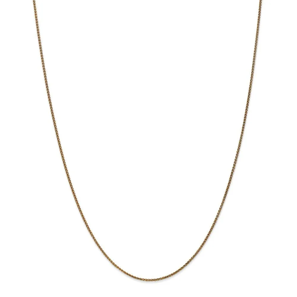 1.2mm 14k Yellow Gold Solid Diamond Cut Spiga Chain Necklace