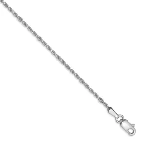 1.3mm, 14k White Gold, Diamond Cut Rope Chain Anklet or Bracelet