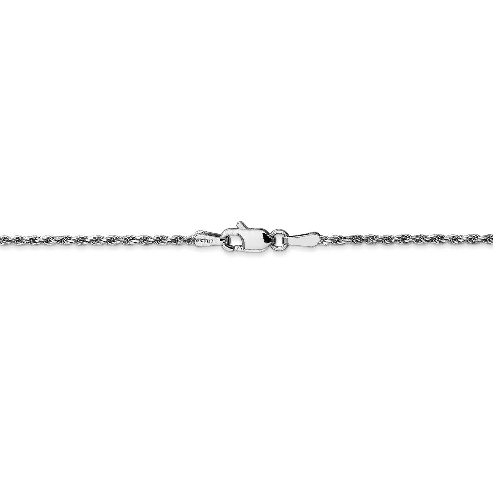 1.3mm, 14k White Gold, Diamond Cut Rope Chain Anklet or Bracelet