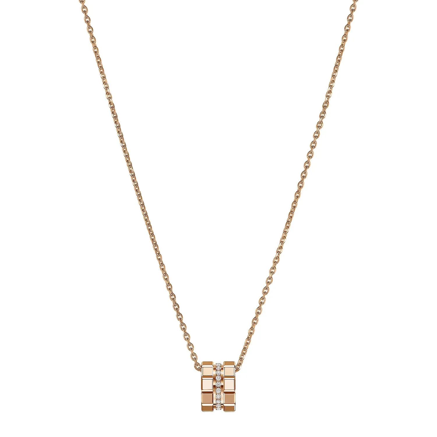 18ct Rose Gold Ice Cube Mini Diamond Set Pendant