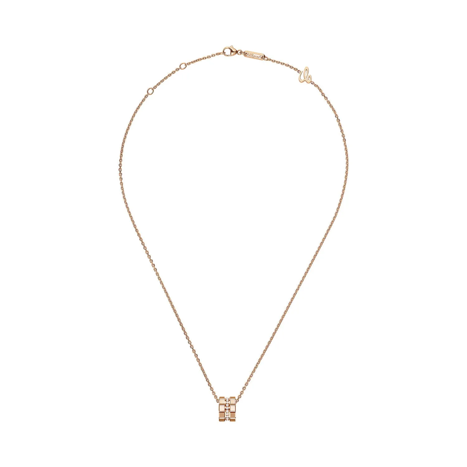 18ct Rose Gold Ice Cube Mini Diamond Set Pendant