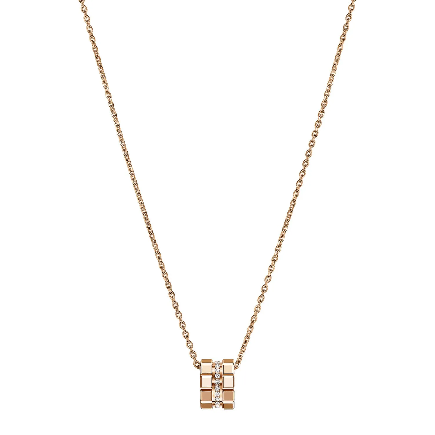 18ct Rose Gold Ice Cube Mini Diamond Set Pendant