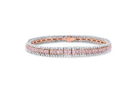 18k White Rose Gold Pink Diamond Princess Bracelet