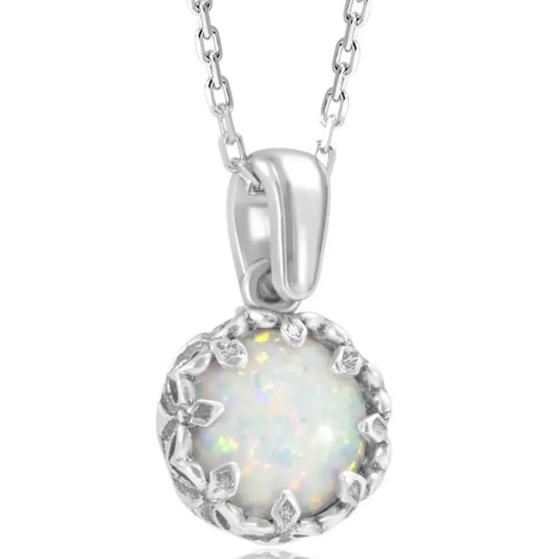 925 Silver Drop Pendant Inlaid with White Opal