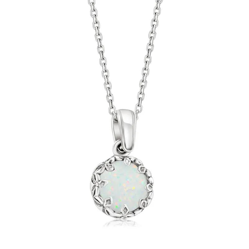 925 Silver Drop Pendant Inlaid with White Opal