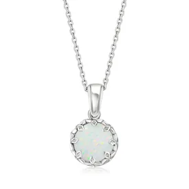 925 Silver Drop Pendant Inlaid with White Opal