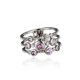 9ct White Gold & Pink Sapphire Multi-Stone Ring