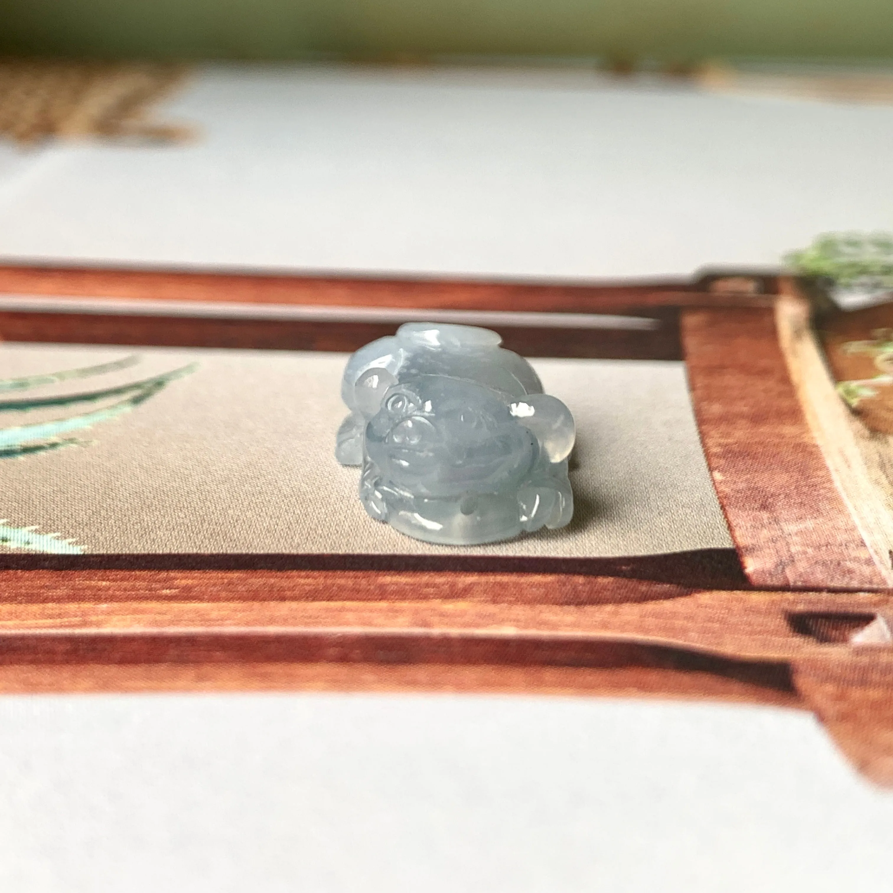 A-Grade Natural Greyish Blue Jadeite Pig Pendant No.172203