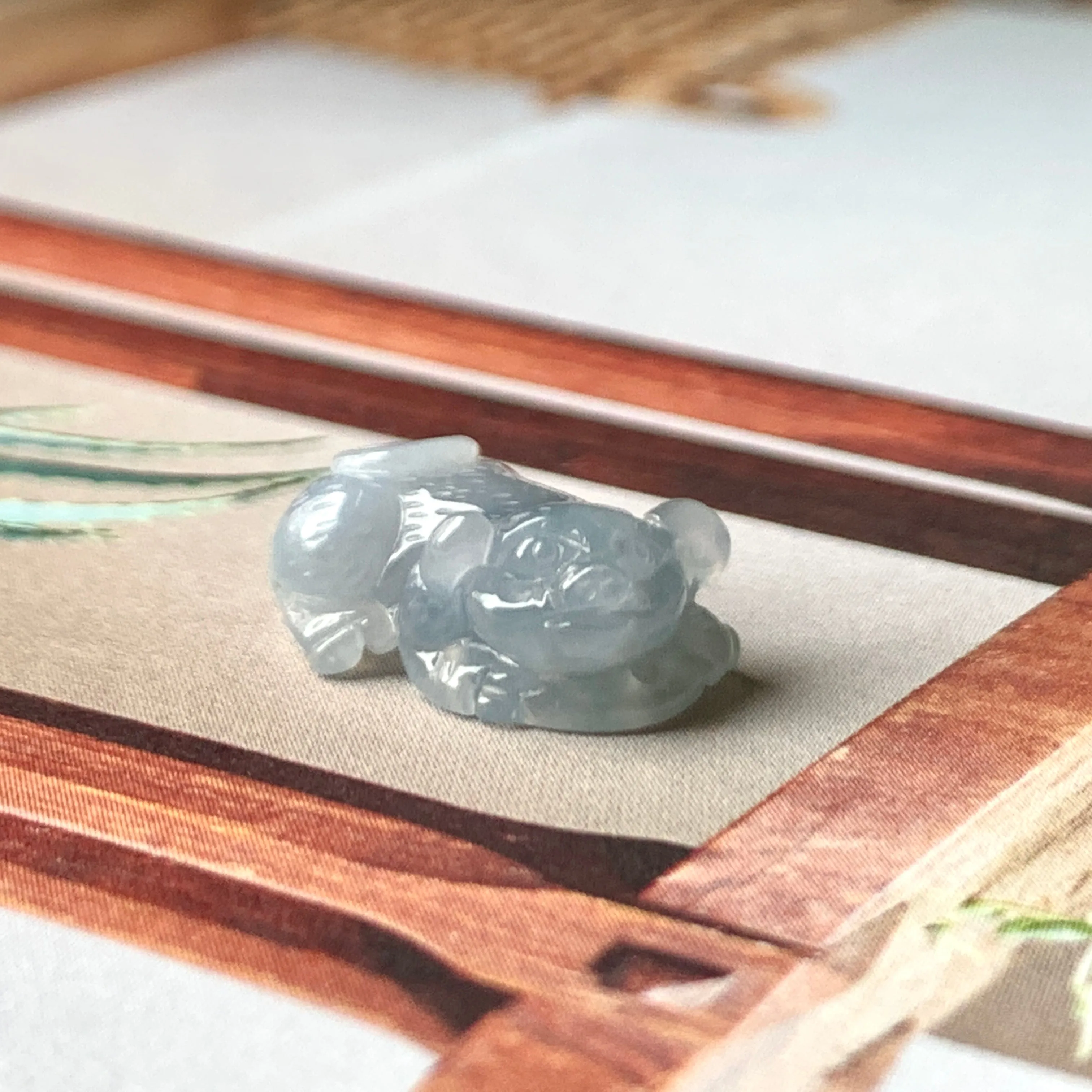 A-Grade Natural Greyish Blue Jadeite Pig Pendant No.172203