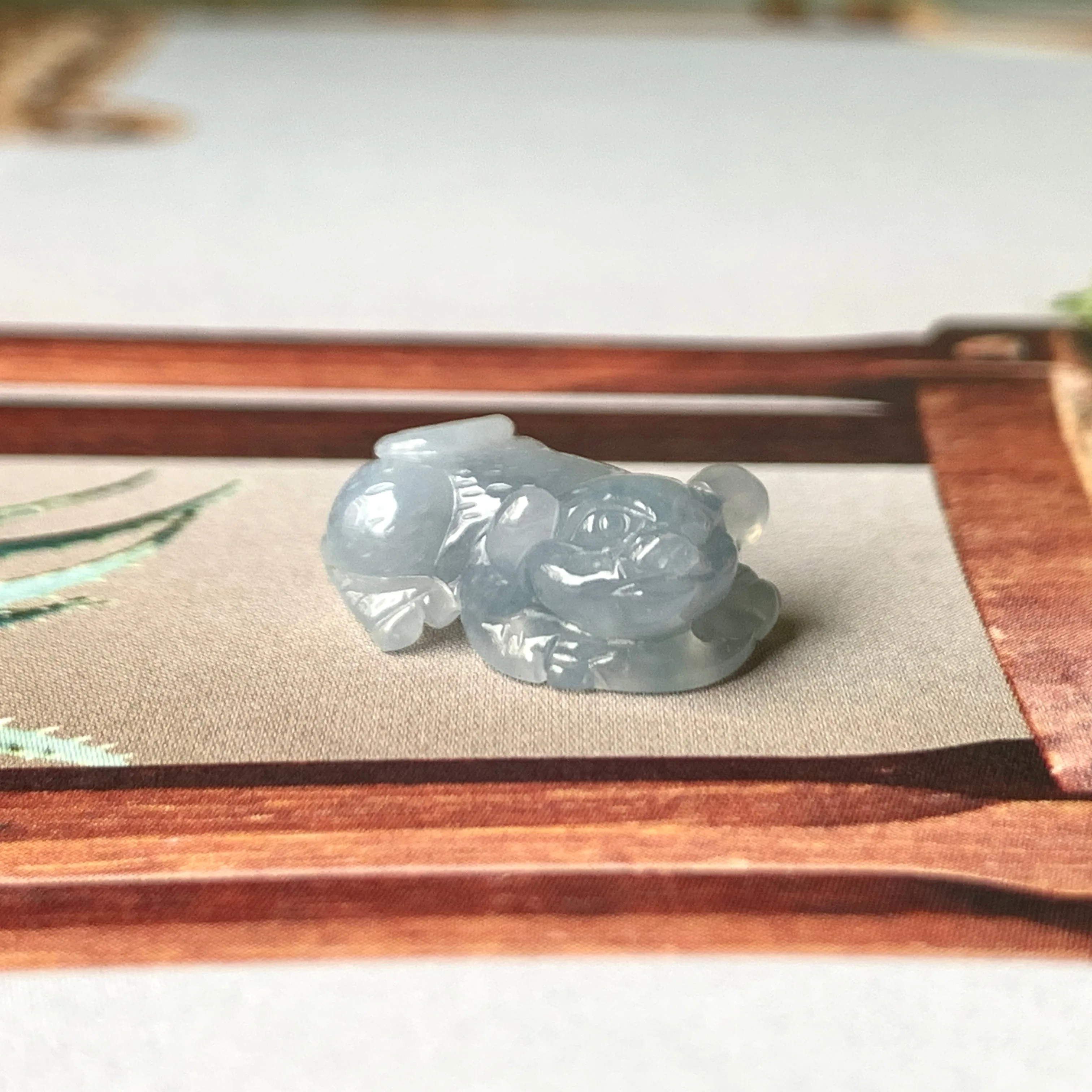 A-Grade Natural Greyish Blue Jadeite Pig Pendant No.172203