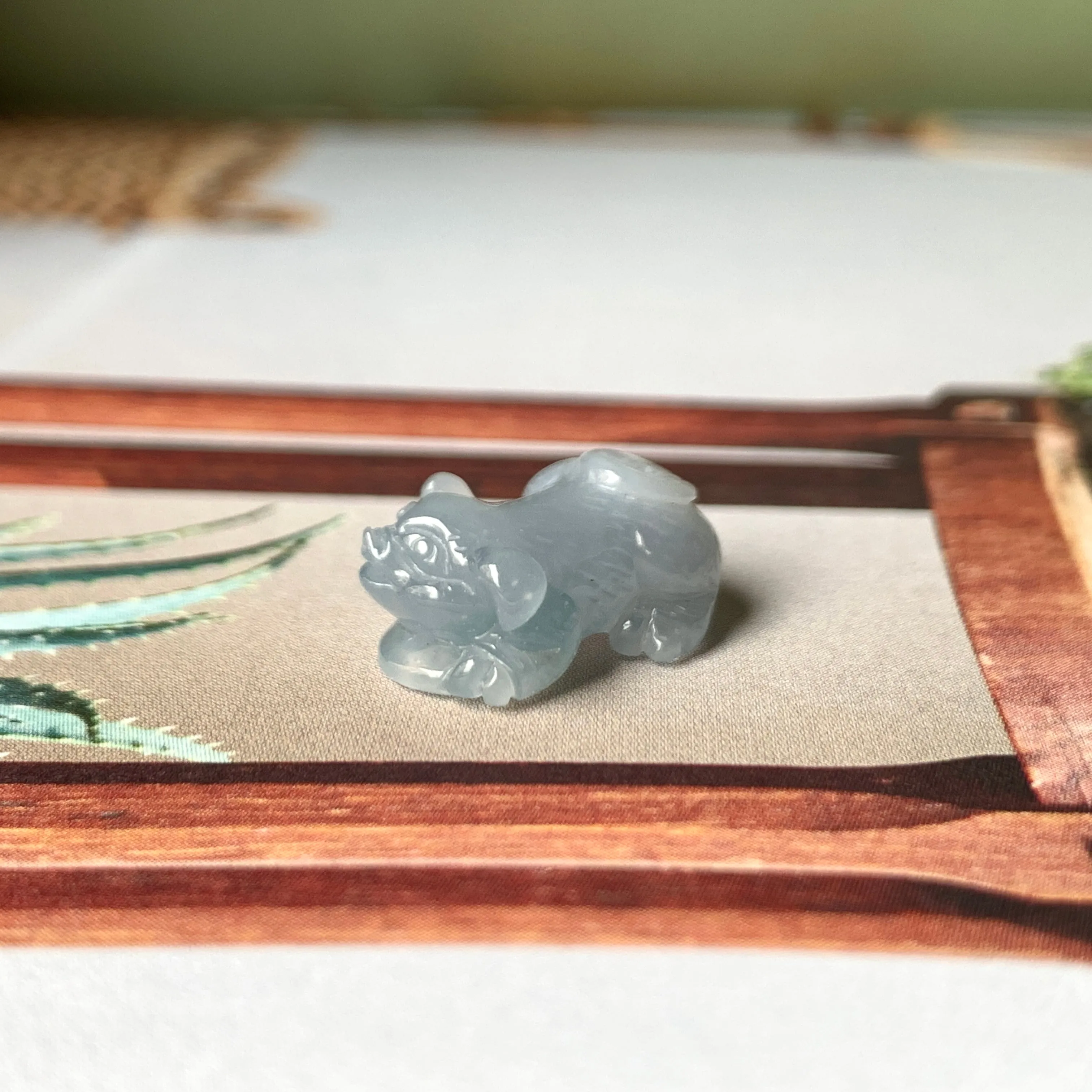 A-Grade Natural Greyish Blue Jadeite Pig Pendant No.172203