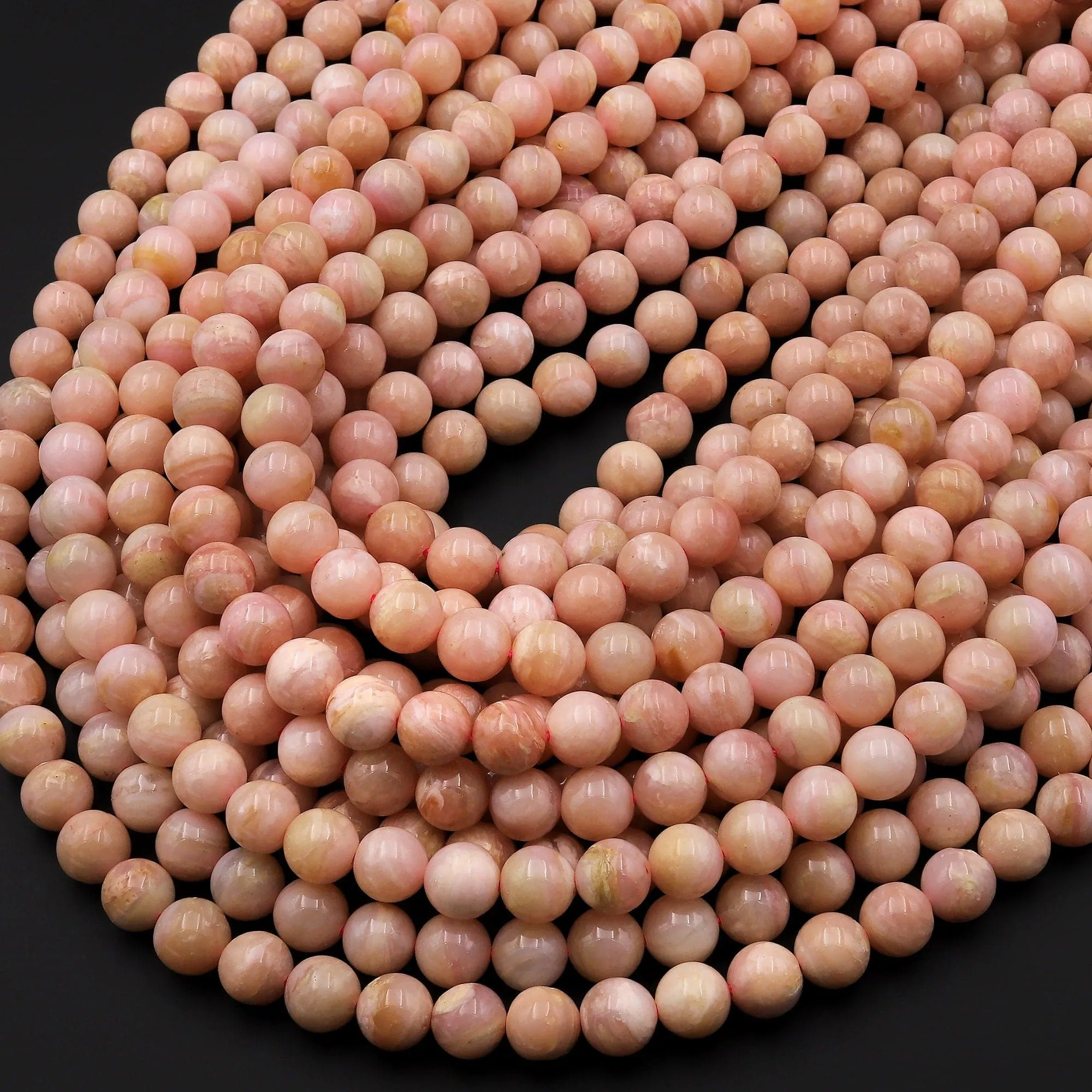 AA Natural Peruvian Peach Pink Opal 6mm 8mm 10mm Smooth Round Beads Gemstone 15.5" Strand