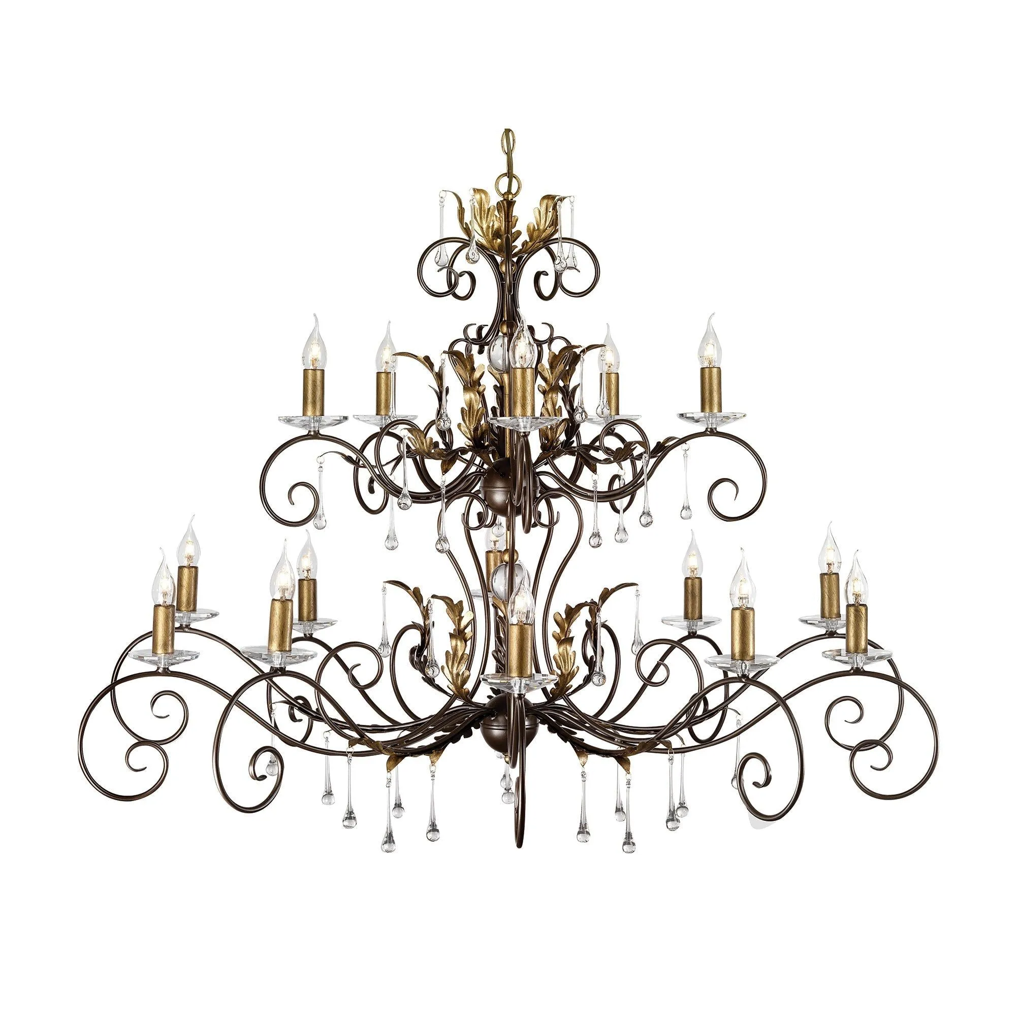 Amarilli 15Lt Chandelier Ceiling Light - Black & Silver/Bronze Finish