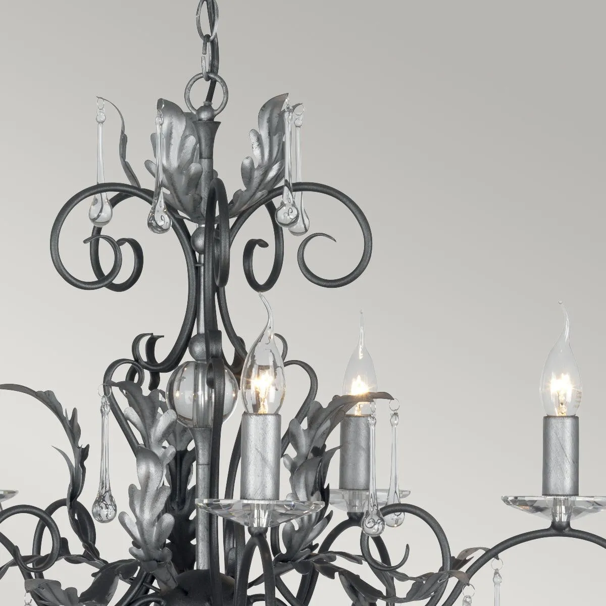 Amarilli 15Lt Chandelier Ceiling Light - Black & Silver/Bronze Finish