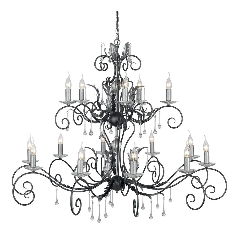 Amarilli 15Lt Chandelier Ceiling Light - Black & Silver/Bronze Finish