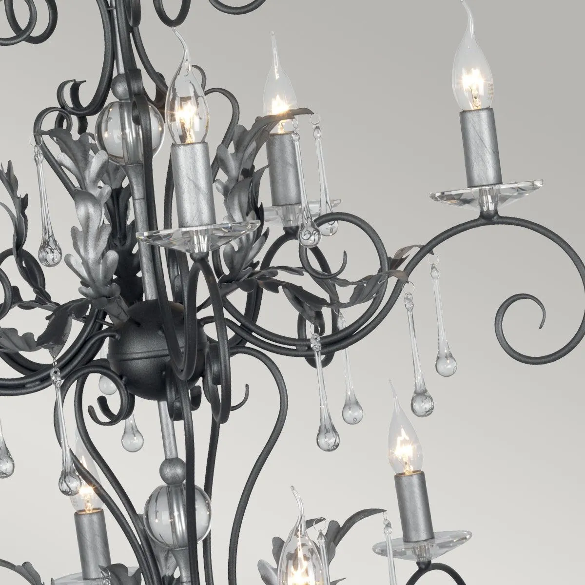 Amarilli 15Lt Chandelier Ceiling Light - Black & Silver/Bronze Finish