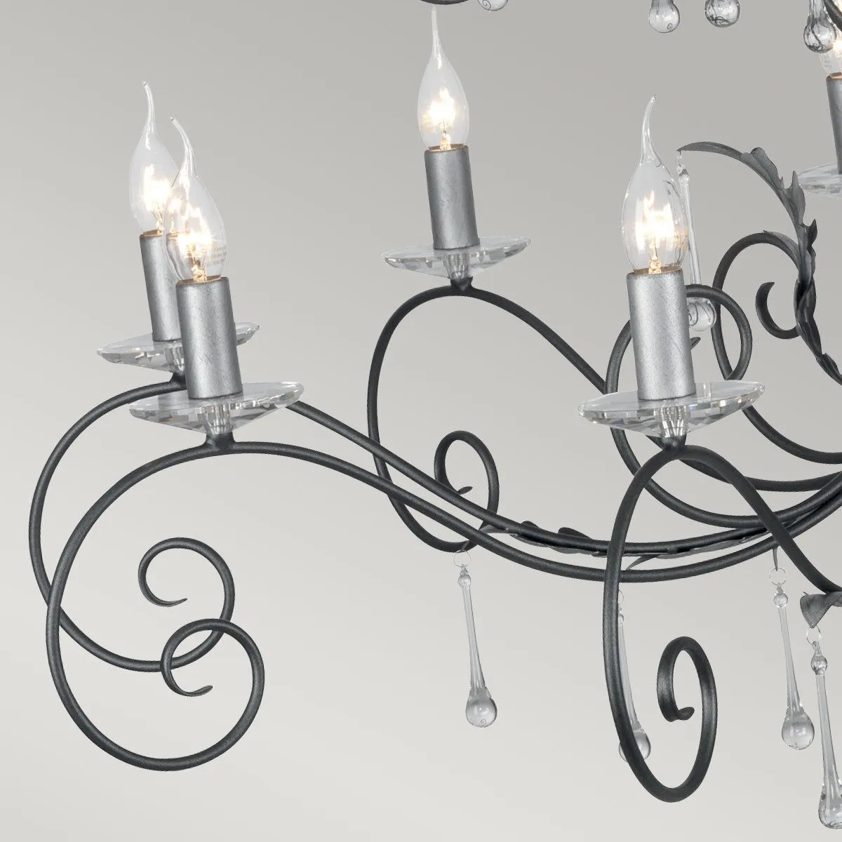 Amarilli 15Lt Chandelier Ceiling Light - Black & Silver/Bronze Finish