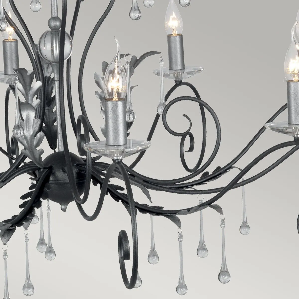 Amarilli 15Lt Chandelier Ceiling Light - Black & Silver/Bronze Finish